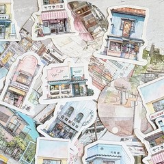 45PCS Asian Building Stickers – Kawaii Stationery Scrapbooking Diary Stickers