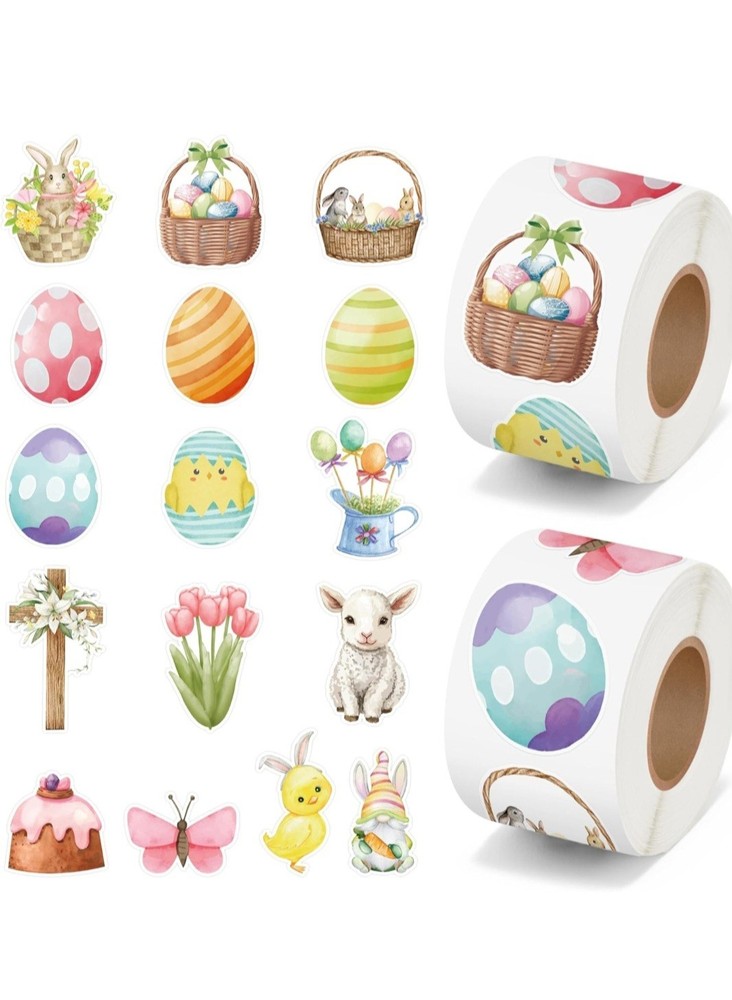 40 Pieces 1.5” Happy Easter Cross Bunny Egg Stickers Party Decor Envelope Seals