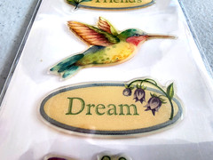 Frances Meyer Hydrangea Garden Epoxy Stickers Hummingbird Floral 2007 New