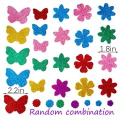 Glitter Foam Flower and Butterfly Shapes Stickers Self-Adhesive Stickers Kid’…