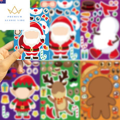 8 Sheets Christmas Puzzle Stickers Create Your Own Santa Claus DIY Make-A-Face K