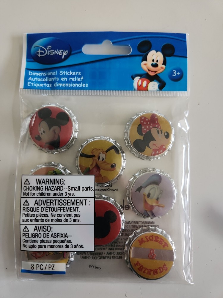 Disney Mickey and Friends Bottle caps scrapbooking stickers