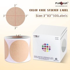 3 X 3 inch Color Code Dot Stickers, 500pcs 3″ Natural Brown Kraft Paper Round…