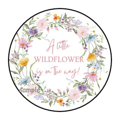 A LITTLE WILDFLOWER IS ON THE WAY STICKERS SEALS LABELS TAGS FAVORS 1.5″ (30)