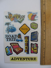 Unbranded Stickers VACATION TRAVEL ROAD TRIP MOTEL BUS PLANE CAR CAMERA 2 Sheets