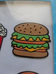 STAPLES PLASTIC RAISED JUNK FOOD STICKERS. ICE CREAM DOUGHNUT POPCORN BURGER
