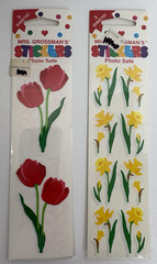 Mrs. Grossman’s Tulips Daffodils Floral Stickers 4 Sealed Pkgs 12 Sheets NIP