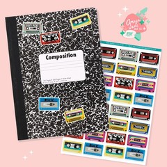 80s Mix Tapes Sticker Sheet Perfect for Scrapbooks and Favors