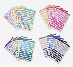 24 Sheets Self Adhesive Alphabet Stickers, 0.5 Inch, Multicolor