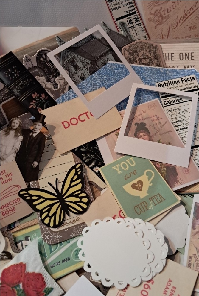 Junk Journal, Scrapbook, Mixed Media Art Supplies Mystery Kit pack- 40 piece