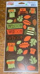 Reminisce Enchanted Autumn Owls Leaves Self Adhesive Die Cut Scrapbook Stickers