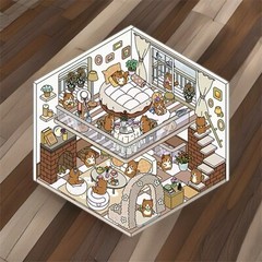 4 (3D) 7.5 X 4.7 Isometric Scene Rooms. Bunny Shop, Loft, and Hut.