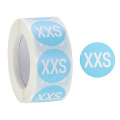 1Roll Clothing XXS Size Stickers 1″ Round Coded Self-Adhesive Labels Sky Blue