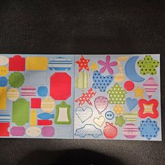 Lot: 28 Chip Board Die Cuts 12″ x 12″ Sheets 100’s Shapes, Tags, Alpha, Symbols