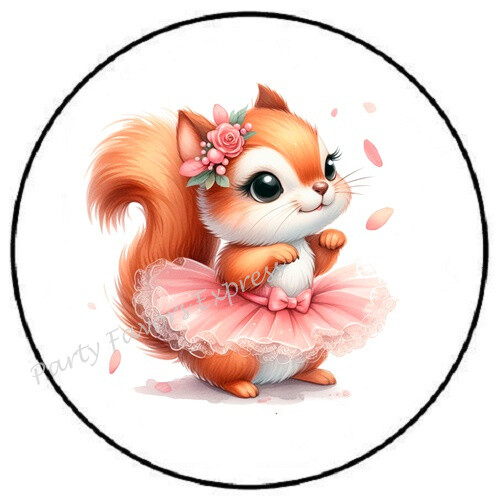 ADORABLE SQUIRREL WEARING TUTU ENVELOPE SEALS LABELS STICKERS PARTY FAVORS