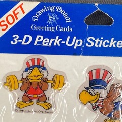 Vtg Drawing Board 3D Perk-Up Puffy Stickers 80s L.A. Olympics Uncle Sam Sports