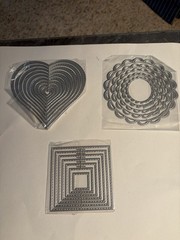 Metal Silver Set Of 3 Die Cuts. Heart, Square And Circle Shapes 22 Die Cuts. New