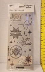 Religious Christmas stickers Silver Foil Hallmark NEW 48 count 4 Sheets