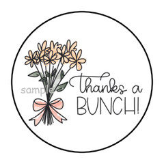 30 THANKS A BUNCH STICKERS ENVELOPE SEALS LABELS 1.5″ ROUND FLORAL FLOWERS