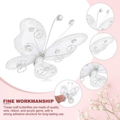 12Pcs Butterflies for Crafts, 2.2″ Organza Butterflies, White