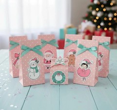 Pink Whimsical Christmas Sticker Set – 12 Piece