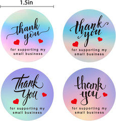 Thank You for Supporting My Small Business Stickers, 1.5 Inch Holographic Labels