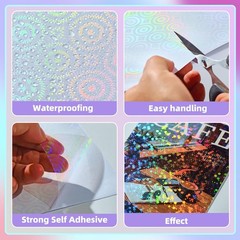 36 Sheets Holographic Sticker Paper, Clear Vinyl Laminate Film for Stickers Self