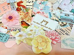 Scrapbook Mixed Lot Ephemera And Embellishments In Stitched Vellum Envelope