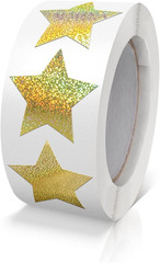 Gold Star Stickers Roll 1 inch Self Adhesive Sparkly Shiny Stars Labels Waterpro