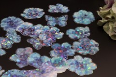 Crystal Flower PET sticker | flower blue butterfly holographic themed PET