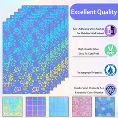 36 Sheets Holographic Sticker Paper Clear A4 Vinyl Sticker Paper Self Adhesive W