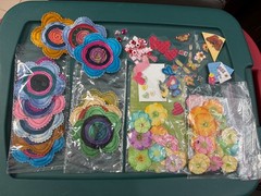 Lot Floral Flower Scrapbook Stickers, Embellishments, Fabric and Paper Accents
