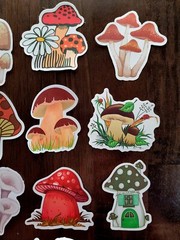 STICKERS x 10 Mushroom Inspiration Mushrooms Rainbow Cute Garden Sticker FEBF5