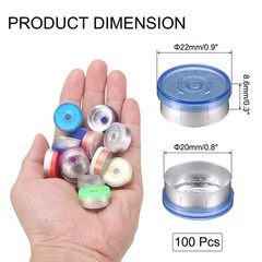 20mm Caps 100PCS Burr-Free Top Caps, Blue/Matte Silver