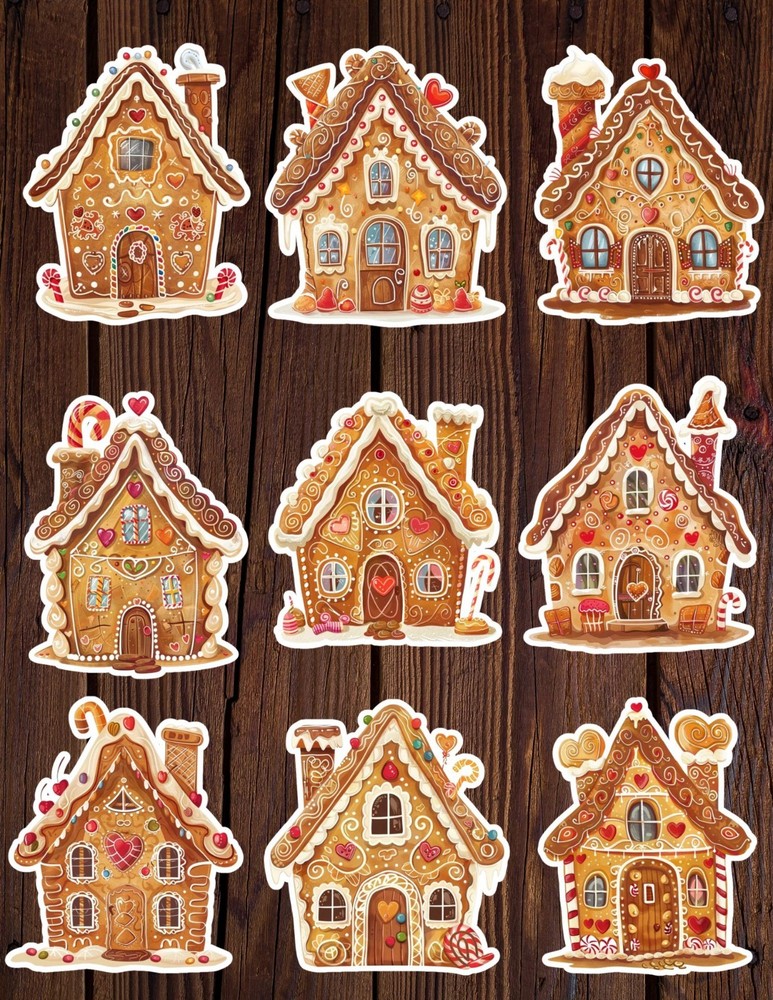 Gingerbread House Die Cut Vinyl Stickers Scrapbooking Laptop Waterbottle