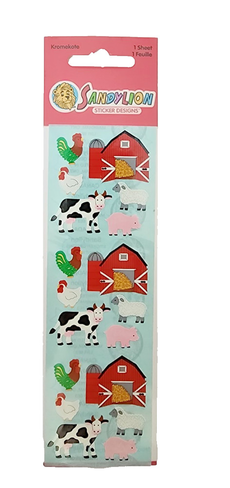 Sealed Vintage 1980s Sandylion Kromekote Farm Barn Animals Sticker Pack
