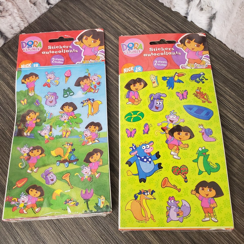 Vtg Sandylion 2 packs – Nick Jr DORA THE EXPLORER Cartoon Stickers 4 Sheets