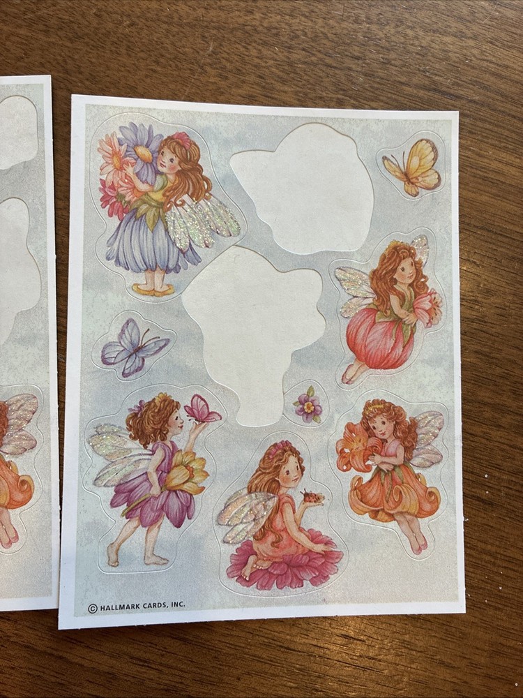 Vintage Hallmark Expressions Glitter Wings Fairies Super Stickers