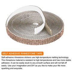 0.35 Inch Self Adhesive Rhinestone Strips 3 Yard for Crafts,Champagne