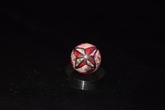 🧐👉Antique hand painted, multi-color glazed clay collector’s⭐ art marble .780″