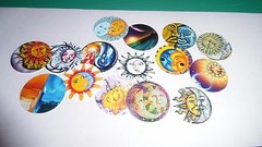 Pre Cut One Inch Bottle Cap Images Sun and Moon Free Shipping
