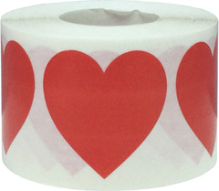 Heart Stickers | 1.5″ Inch Wide – 500 Pack | Pick One Color