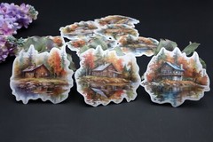cabin at the lake washi sticker | lakefront cabin Autumn themed die-cut stickers