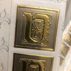 5 Pcks of 12 Fossler Foil Seals For Gift Wrap Tags Cards Envelopes Letter ‘U’.