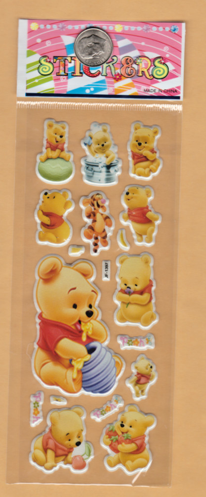 Baby Winnie the Pooh and Tigger Stickers, Eating Honey and Strawberries