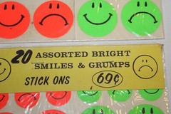 NOS 3 Sheets Vintage Assorted Bright Smiles & Grumps Stick Ons Stickers