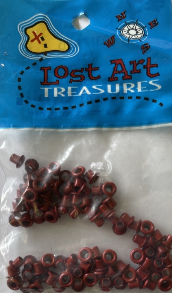 RED 1/8” ROUND METAL EYELETS (100pc)Lost Art Treasures •Christmas•Holes•Berry•