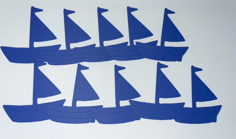 10 SAILBOAT cardstock paper die cut embellishments scrapbook / card making