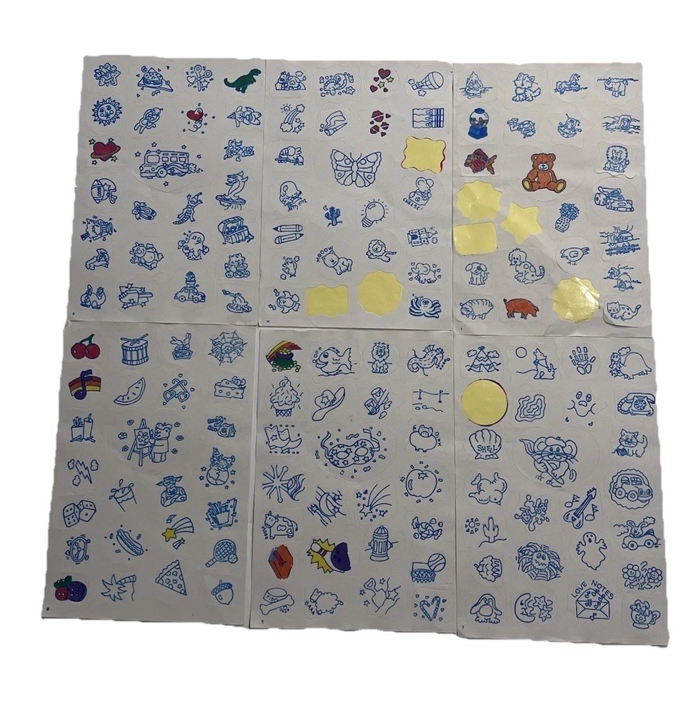 Color Me Sticker Sheets Y2K Lot of 6 Some Colored Some Missing – AS IS VTG