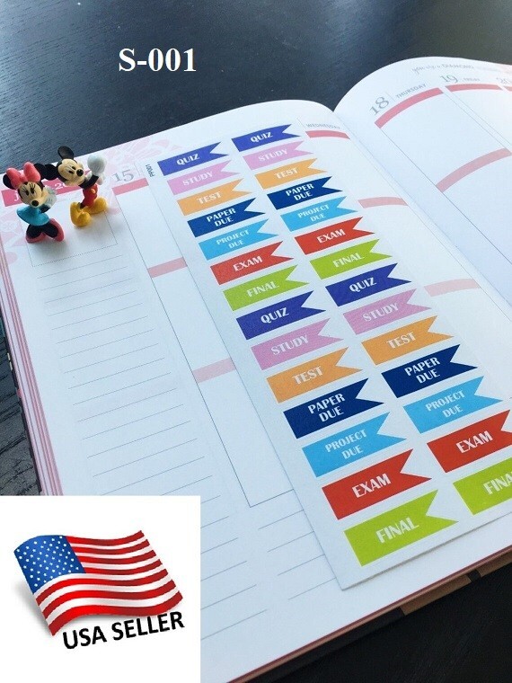 Erin Condren Planner Sticker – Back to School, Test, Exam, No School, Homework